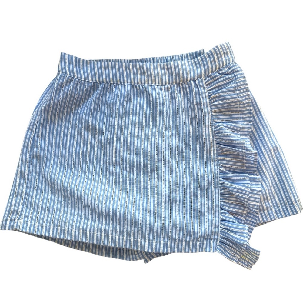 Mayoral Girls Blue Striped Ruffle Skort Shorts Size 6 116cm - Picture 2 of 5